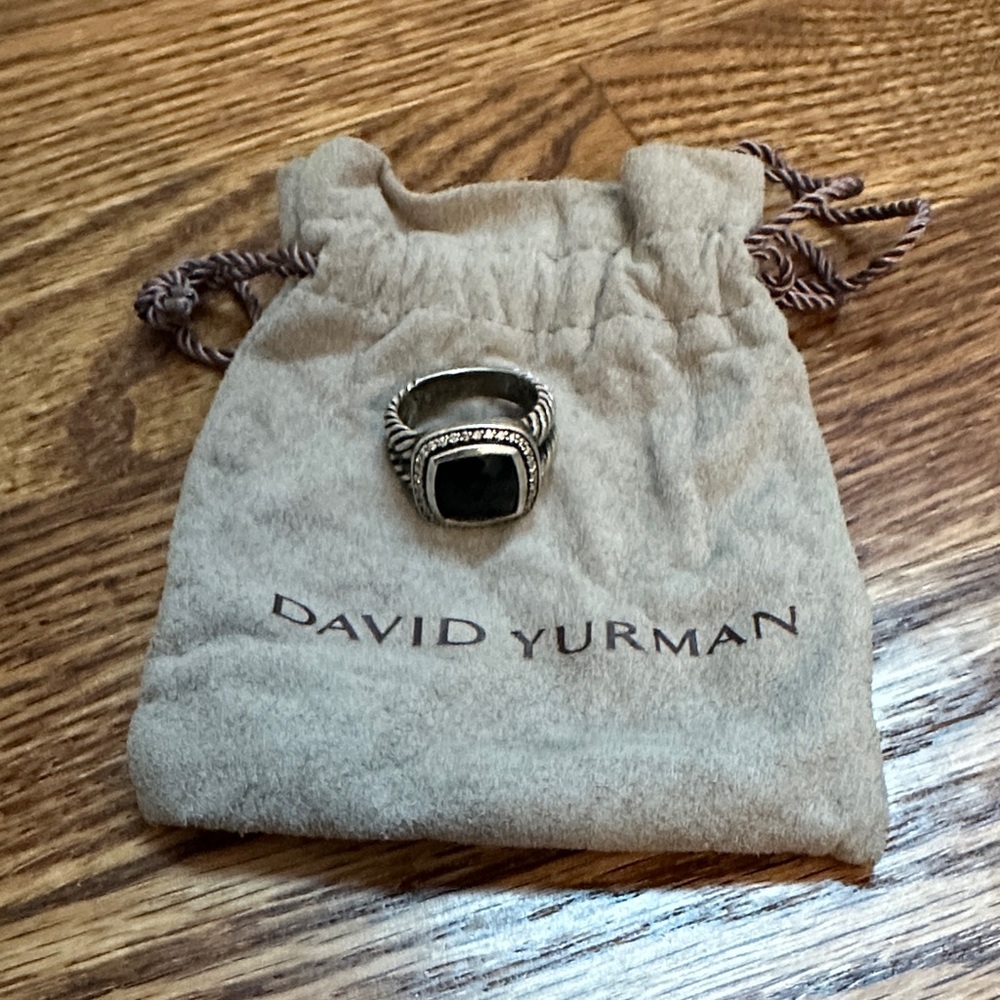 David Yurman Silver Ring with Dark Stone